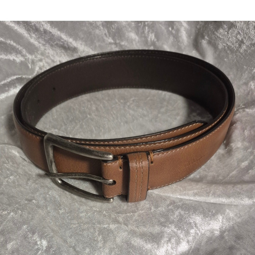 Columbia Mens Tan Leather Belt Casual Silver Buckle Size 38/95